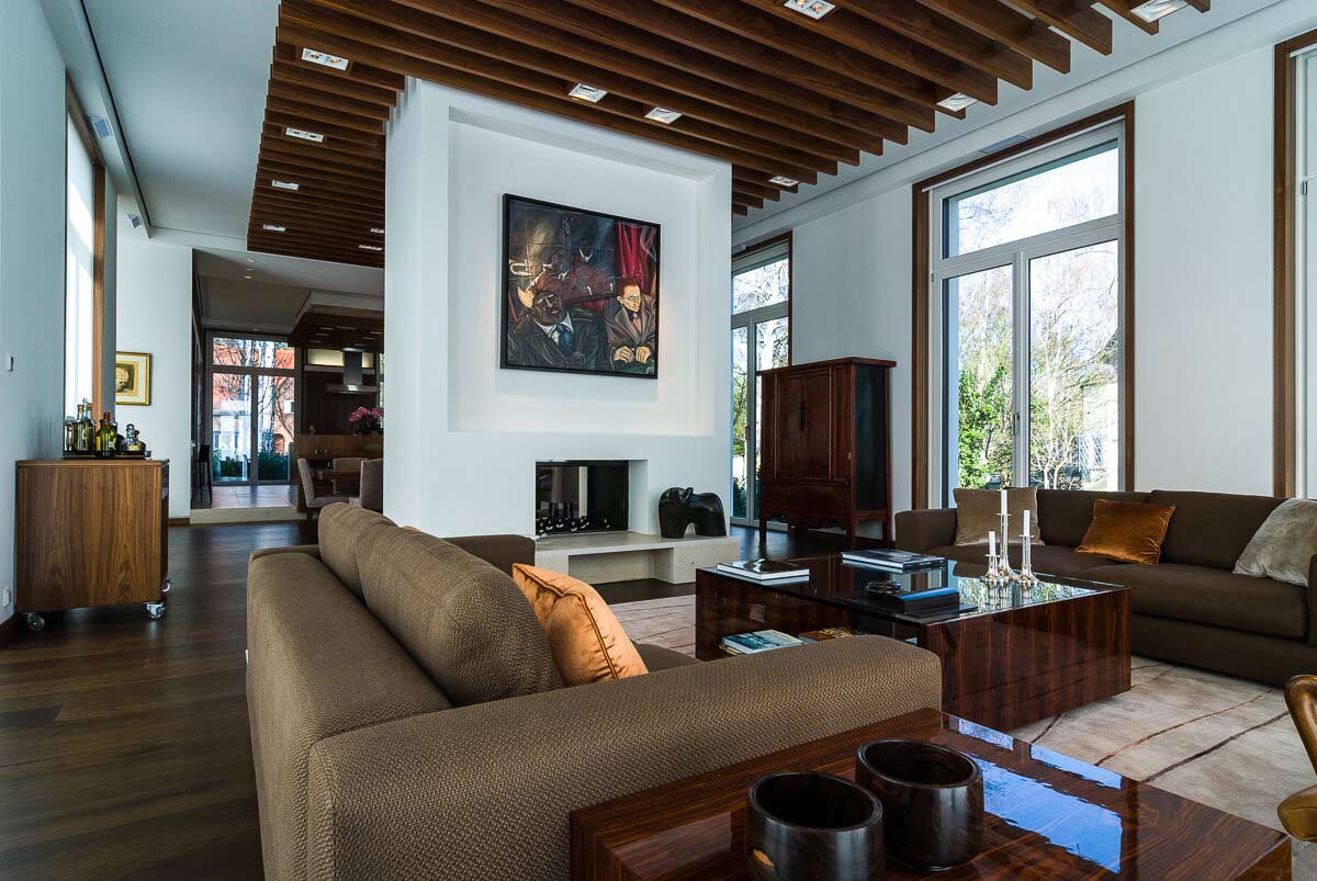luxury living room wood interior