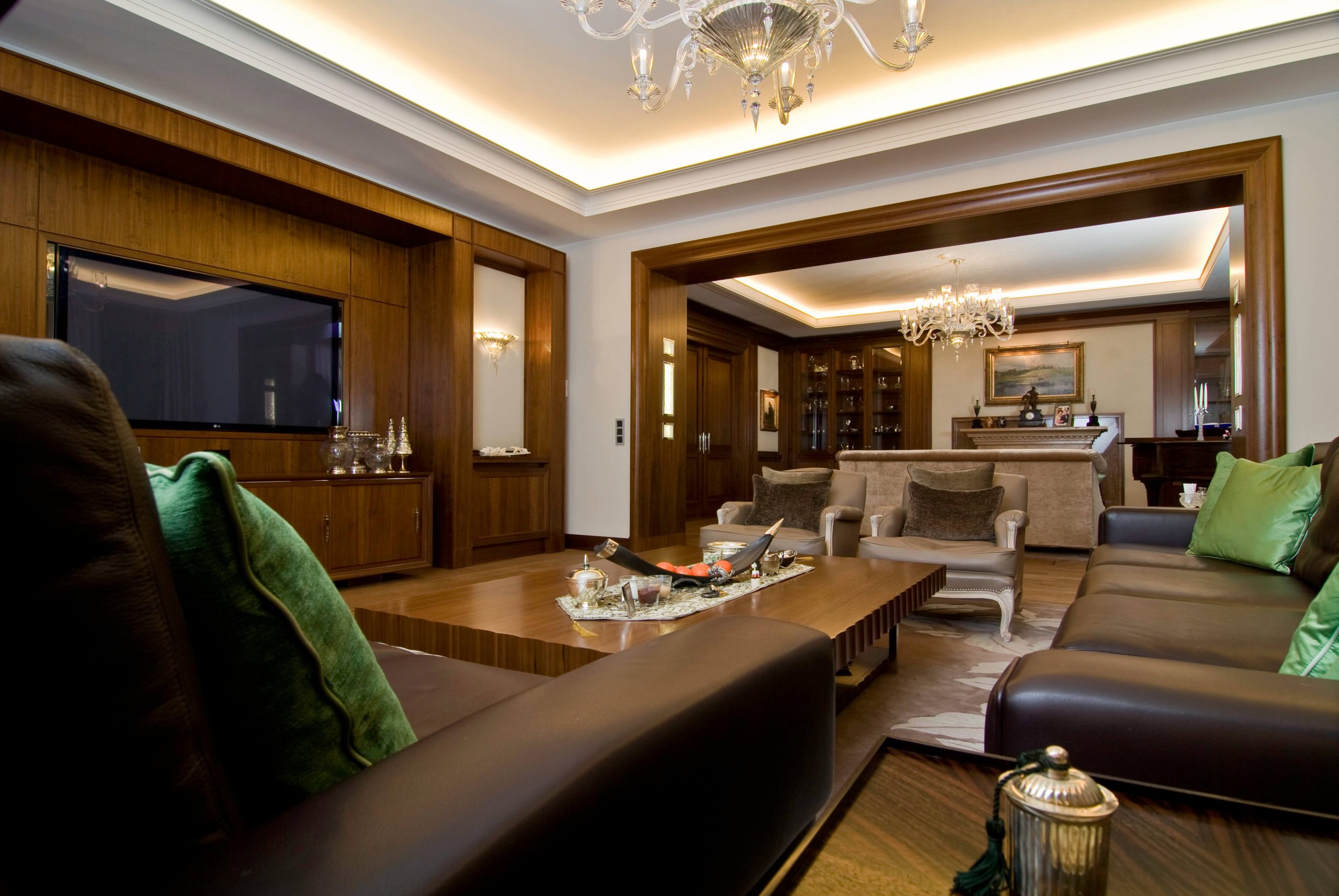luxury living room wood paneling 2 scaled